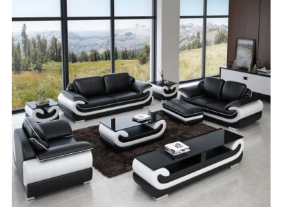 Sofa set 3-místná sedací souprava Moderní pohovka Kožená pohovka Designer