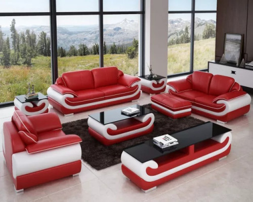 Sofa set 3-místná sedací souprava Moderní pohovka Kožená pohovka Designer