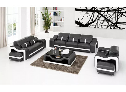 Sofa set 3místná kožená sedací souprava Moderní sofa Obývací sestava Designer
