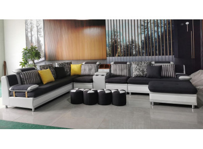 Ecksofa ve tvaru U posezení do obývacího pokoje Pohovka Rozkládací sud Stínová sestava Látka Pohovky Nový