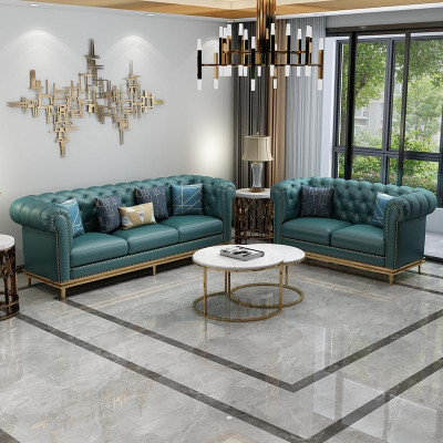 Sedačka 3+2 Místná Pohovka z kůže Moderní Pohovka Návrhářská Pohovka Nová Chesterfield