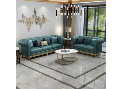 Sedačka 3+2 Místná Pohovka z kůže Moderní Pohovka Návrhářská Pohovka Nová Chesterfield