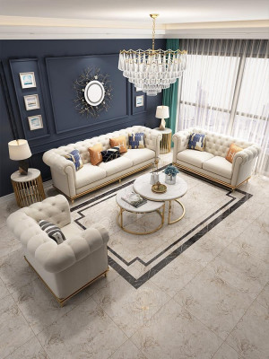 Sedačka 3+2 Místná Pohovka z kůže Moderní Pohovka Návrhářská Pohovka Nová Chesterfield