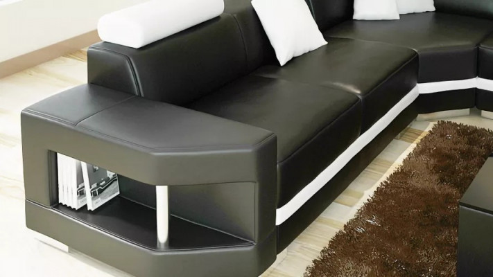 Moderní design obývacího pokoje Rozkládací pohovka Nábytek Pohovka Polstrovaná kůží Lůžko