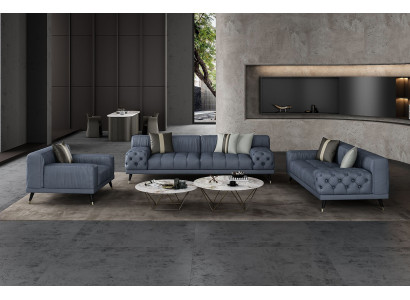 Luxus moderní sedací souprava 3+2+1, pohovka, křeslo, sedačka, čalouněné, Chesterfield, kůže, nové