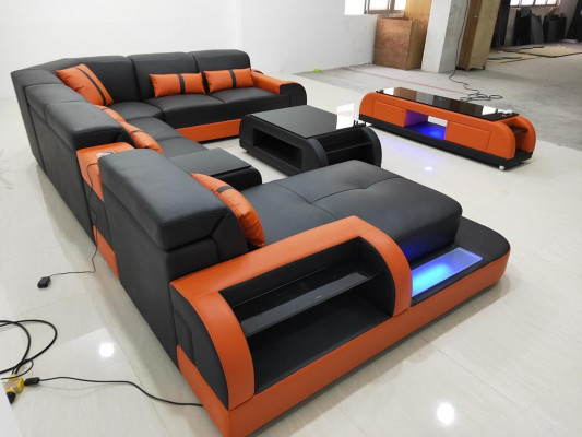 Návrh rohové sedací soupravy Kožená pohovka Rozkládací pohovka Luxusní obývací krajina vedlejší pohovka gauč Potah