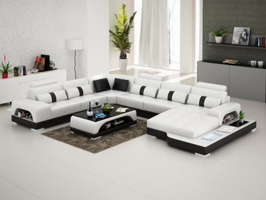 Eckgarnitur pohovka z kůže Design Luxus Wohnlandschaft rohová pohovka s křeslem.