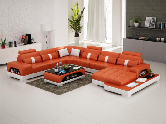 Eckgarnitur pohovka z kůže Design Luxus Wohnlandschaft rohová pohovka s křeslem.