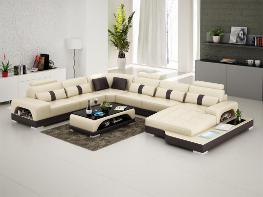Eckgarnitur pohovka z kůže Design Luxus Wohnlandschaft rohová pohovka s křeslem.