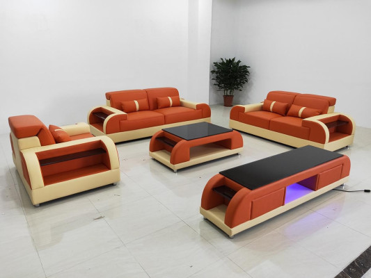 Sofa sada 3 2 1 Sezení Konferenční stůl Skříň Nábytek Design Moderní 5 kusů.