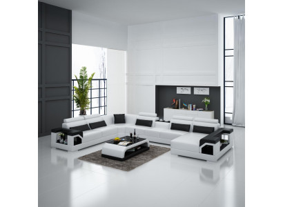 Rohová sedací souprava z kůže s USB LED Luxus obývací plochou pohovka gauč Polštář Rohová sedačka