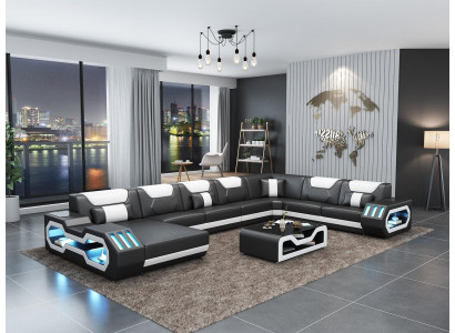 Kůžená rohová sedací souprava U-topenec gauč design rohový gauč sedací souprava gauče