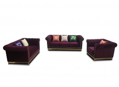 Sedací souprava 3+2+1 sedadlo nábytek potah textilní kůže Moderní Chesterfield design