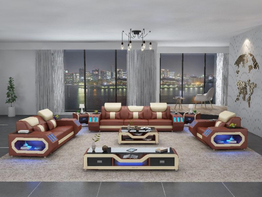 Kompletní sada sedací soupravy 3+2+1 se stolečkem stolního stolu designové obývací stěny 4 kusy. nová