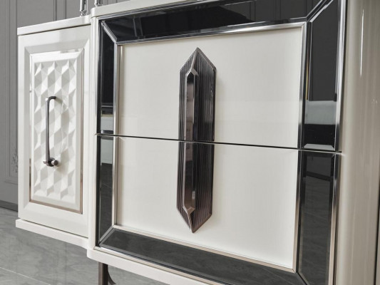 Sideboard Bílá komoda Konzolový stůl Zrcadlo 2 ks Komody Sideboards