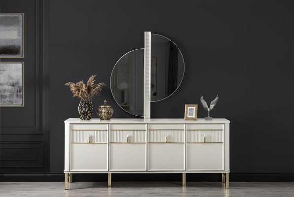 Beige komoda dřevěná skříň sideboard komody konzole nábytek xxl velký.