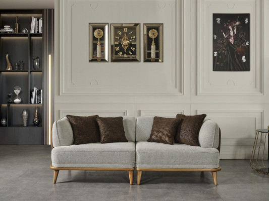 Pohovka 3místná Sedací šedá Elegatní Moderní Luxusní Design Dřevěný Nábytek Čalouněný Látka Nový