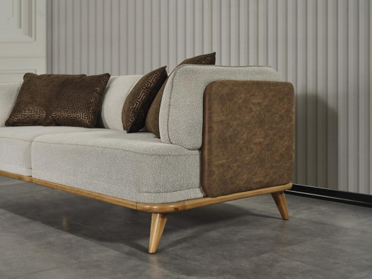 Pohovka 3místná Sedací šedá Elegatní Moderní Luxusní Design Dřevěný Nábytek Čalouněný Látka Nový
