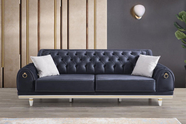 Chesterfield Pohovka 230cm Čalouněný Nábytek Zařízení Obývací Pokoj Tkanina.
