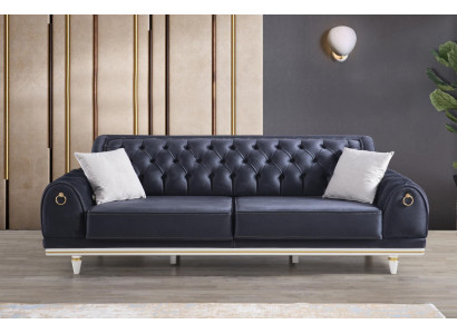 Chesterfield Pohovka 230cm Čalouněný Nábytek Zařízení Obývací Pokoj Tkanina.