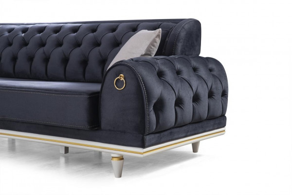 Chesterfield Pohovka 230cm Čalouněný Nábytek Zařízení Obývací Pokoj Tkanina.
