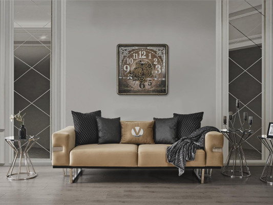 Luxusní pohovka s nohami z nerezové oceli, sedáky s potahem, designové pohovky, nábytek 230cm