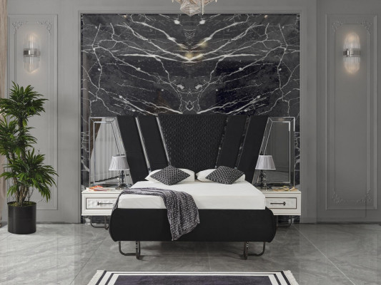 chlafzimmer Bett 2x Nachttische Luxus Betten Set Komplett Design Möbel 3tlg Ložnice Postel 2x Noční stolky Luxusní postelový set Kompletní design nábytek 3ks
