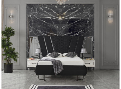 chlafzimmer Bett 2x Nachttische Luxus Betten Set Komplett Design Möbel 3tlg Ložnice Postel 2x Noční stolky Luxusní postelový set Kompletní design nábytek 3ks