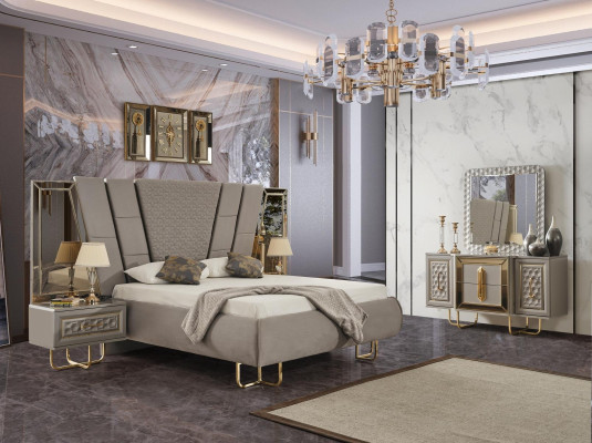 Vily Ložnice Nábytek Postel Manželská postel 2x Noční stolky Komoda Zrcadlo 5 kusů