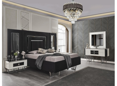 Ložnice nábytek Luxusní postel textil s nočními stolky komoda zrcadlo 5 částí