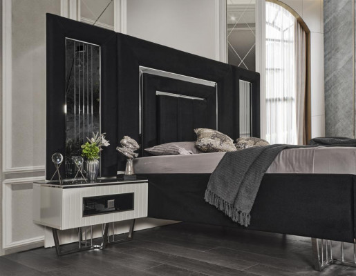 Ložnice nábytek Luxusní postel textil s nočními stolky komoda zrcadlo 5 částí