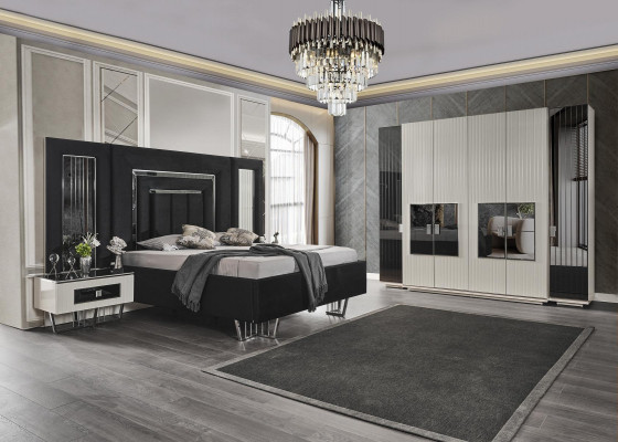 Ložnice sada 2x noční stolky šatní skříň kompletní pokoj postel nábytek 4dílný