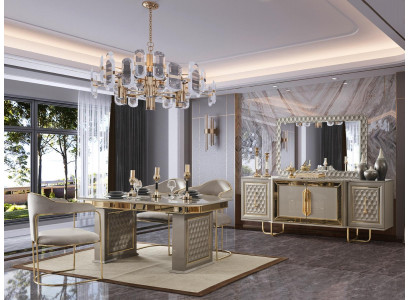 Kompletní sada jídelní stůl 4x židle komoda jídelní skupina jídelní skupina dřevěný stůl stoly 6 kusů