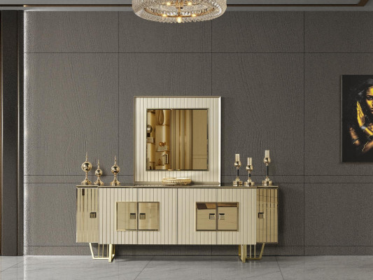 Luxus komoda xxl Sideboard velká kredence skříň zlato kov lesklý nábytek Nový