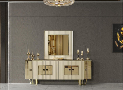 Luxus komoda xxl Sideboard velká kredence skříň zlato kov lesklý nábytek Nový