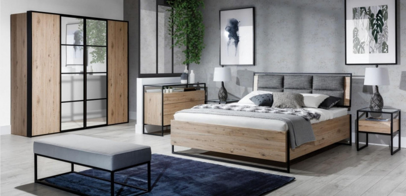Šatní skříň hnědého dřeva návrh nábytku elegantní moderní ložnice nový šatník.