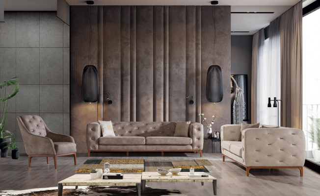 Chesterfield Design Sofa Pohovka Moder Pohovka Upholstered Couches Modernní sestava sof 3+3+1 Set