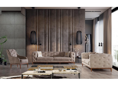 Chesterfield Design Sofa Pohovka Moder Pohovka Upholstered Couches Modernní sestava sof 3+3+1 Set