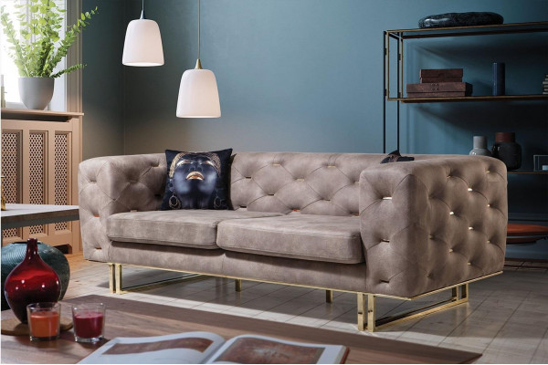 Chesterfield Barevná pohovka Skupina nábytku 3+3+1 set textilní