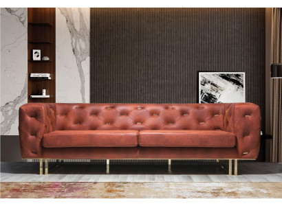 Chesterfield textilie pohovka Luxusní design Klasický nábytek hnědý 3sedadlové