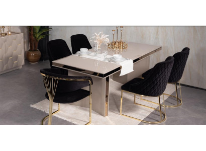 Jídelní stůl Dřevo Jídelní stoly Stoly Design Zlato Luxusní jídelní pokoj Nábytek Designér