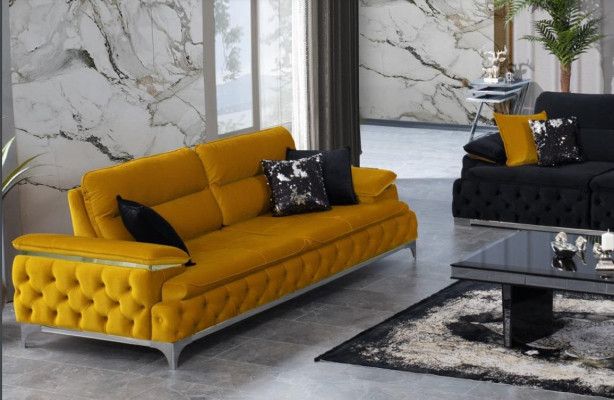 Italienischer Stil Modern Dreisitzer Sofa Wohnlandschaft Textilsofa 3 Sitzer Neu