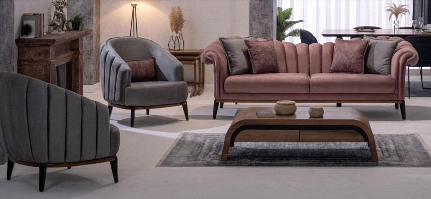 Sofa set 3-místná sada Design Sofa Polštáře Sofa Moderní Garnitur