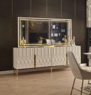 xxl Sideboard Skříň s zrcadlem Sideboards Dřevo Komody Nábytek 2 kusy