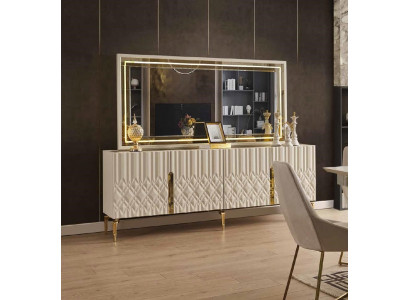 xxl Sideboard Skříň s zrcadlem Sideboards Dřevo Komody Nábytek 2 kusy