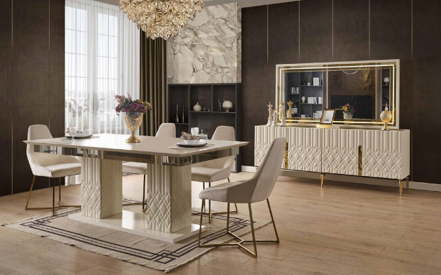 xxl Sideboard Skříň s zrcadlem Sideboards Dřevo Komody Nábytek 2 kusy