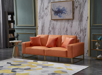 Třísedák Pohovka potah kůže 3-místná pohovka Dřevo Moderní styl pohovky