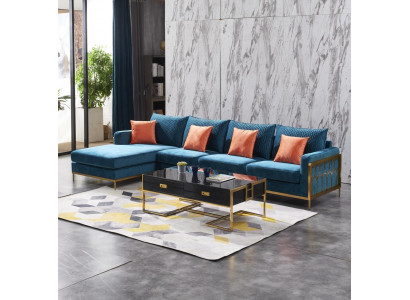 Šedá látka rohová sedací souprava L tvaru Pohovka Design Přírodní textil Moderní
