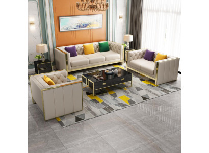 Sedadlová sestava 3+2+1 Sitzer Set Design Pohovka Potah Pohovky Moderní Luxus