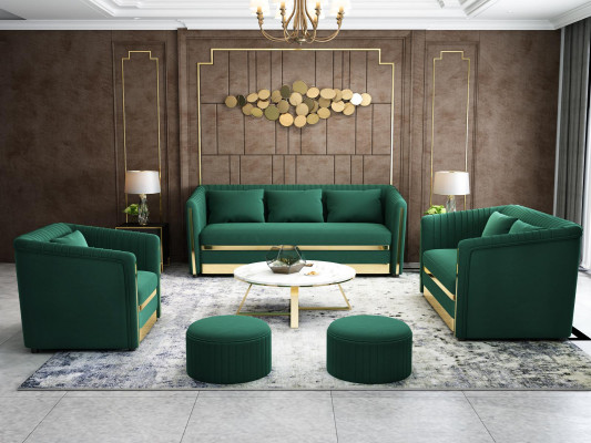 Sofa sestava 3+2+1 Sitzer Křeslo Kožená pohovka Obývací stěna Souprava Design